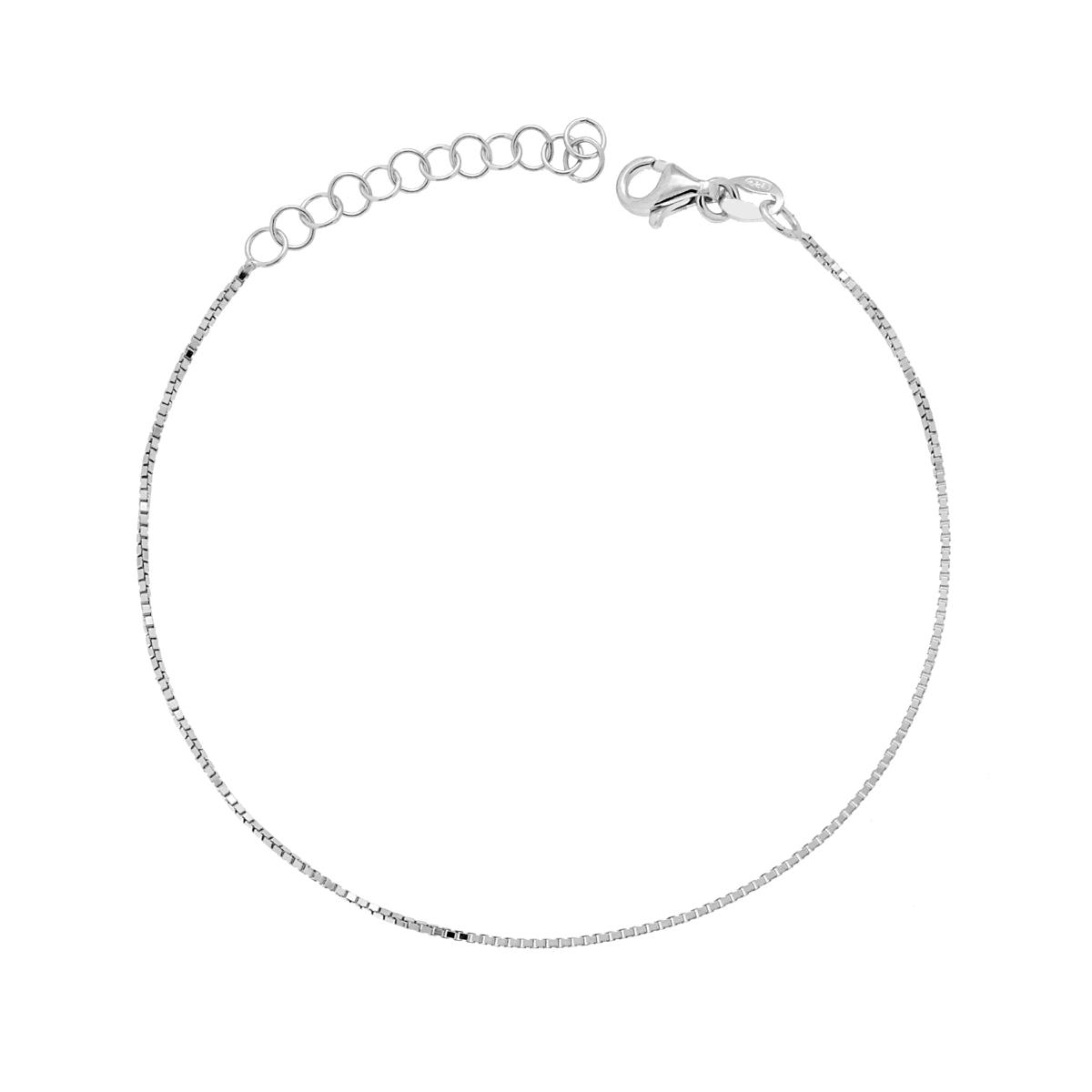 Bracciale Catena Veneziana Diamantata 015 sezione mm 0.8 in ARGENTO 925 Galvanica Rodio