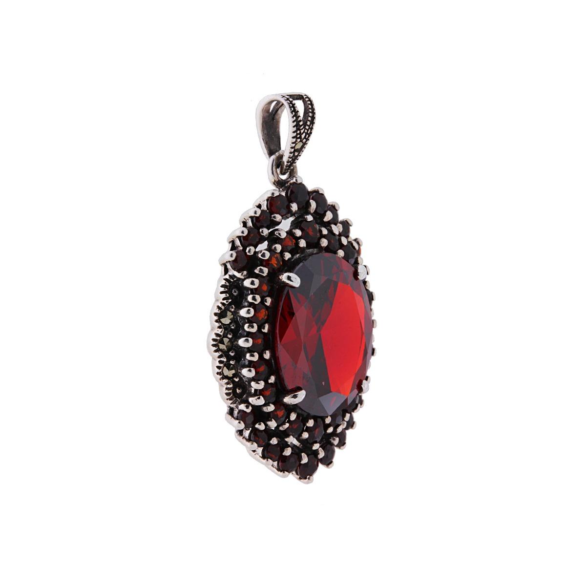 Ciondolo Etnico Ovale con Pietre Naturali in ARGENTO 925