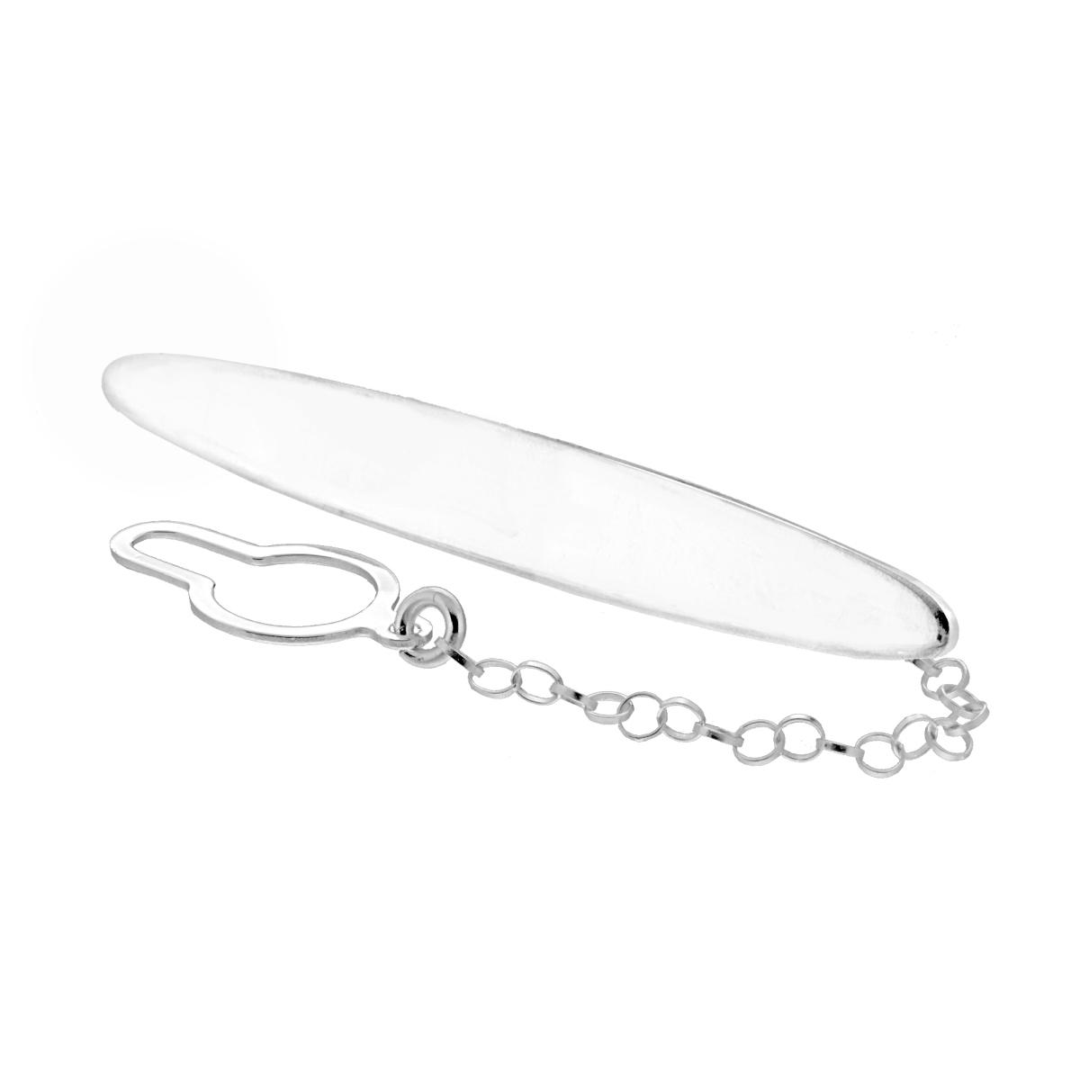 Fermacravatta Ovale plain in ARGENTO 925