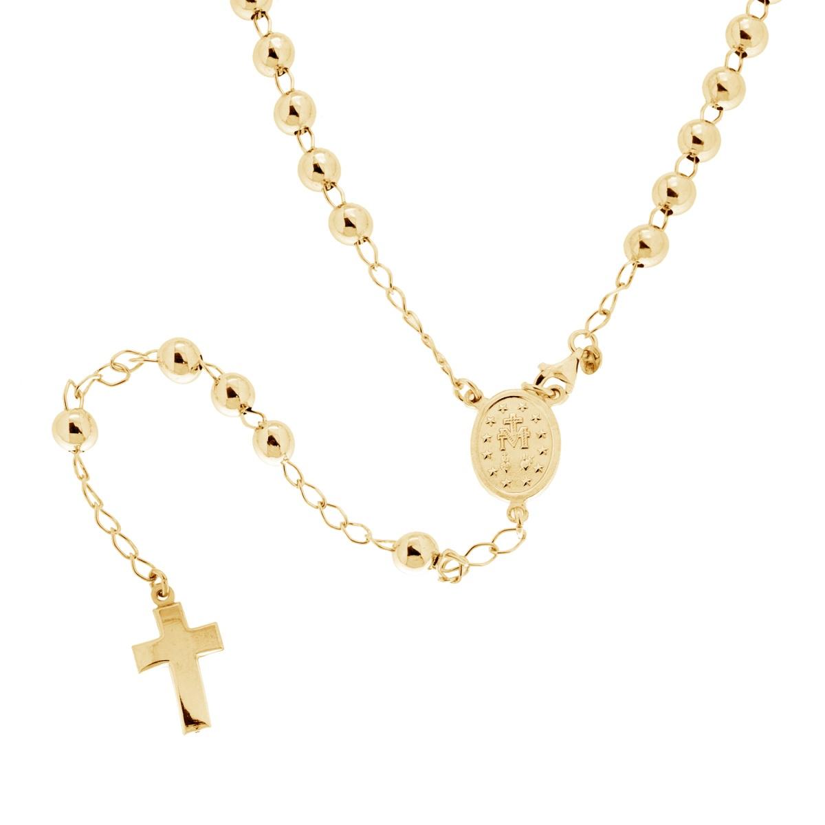 Collana Rosario cm 60 con Grani a pallina mm 6 in ARGENTO 925 Galvanica Oro