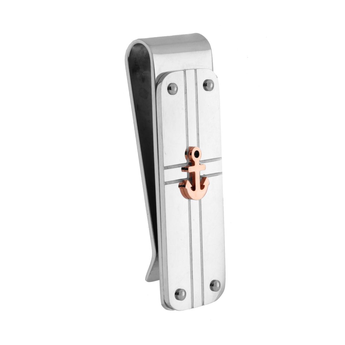 Fermasoldi con Ancora colore Rosa in ACCIAIO