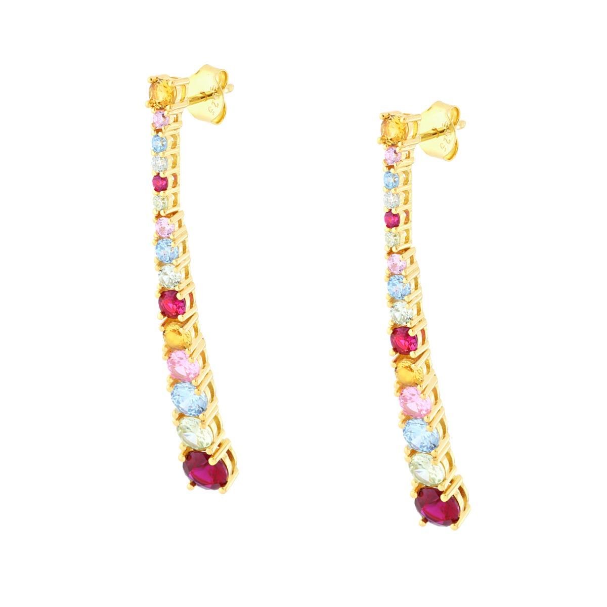 Orecchini Tennis Degrade con Cubic Zirconia Multicolor in ARGENTO 925 Galvanica Oro