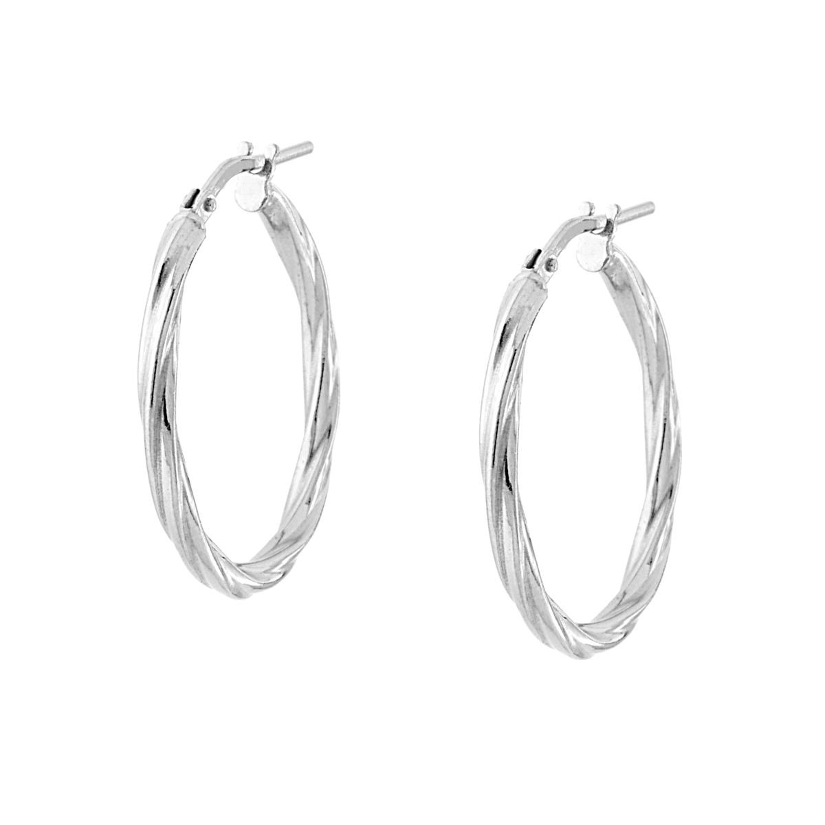 Orecchini Cerchio canna Torchon mm 25 in ARGENTO 925 Galvanica Rodio