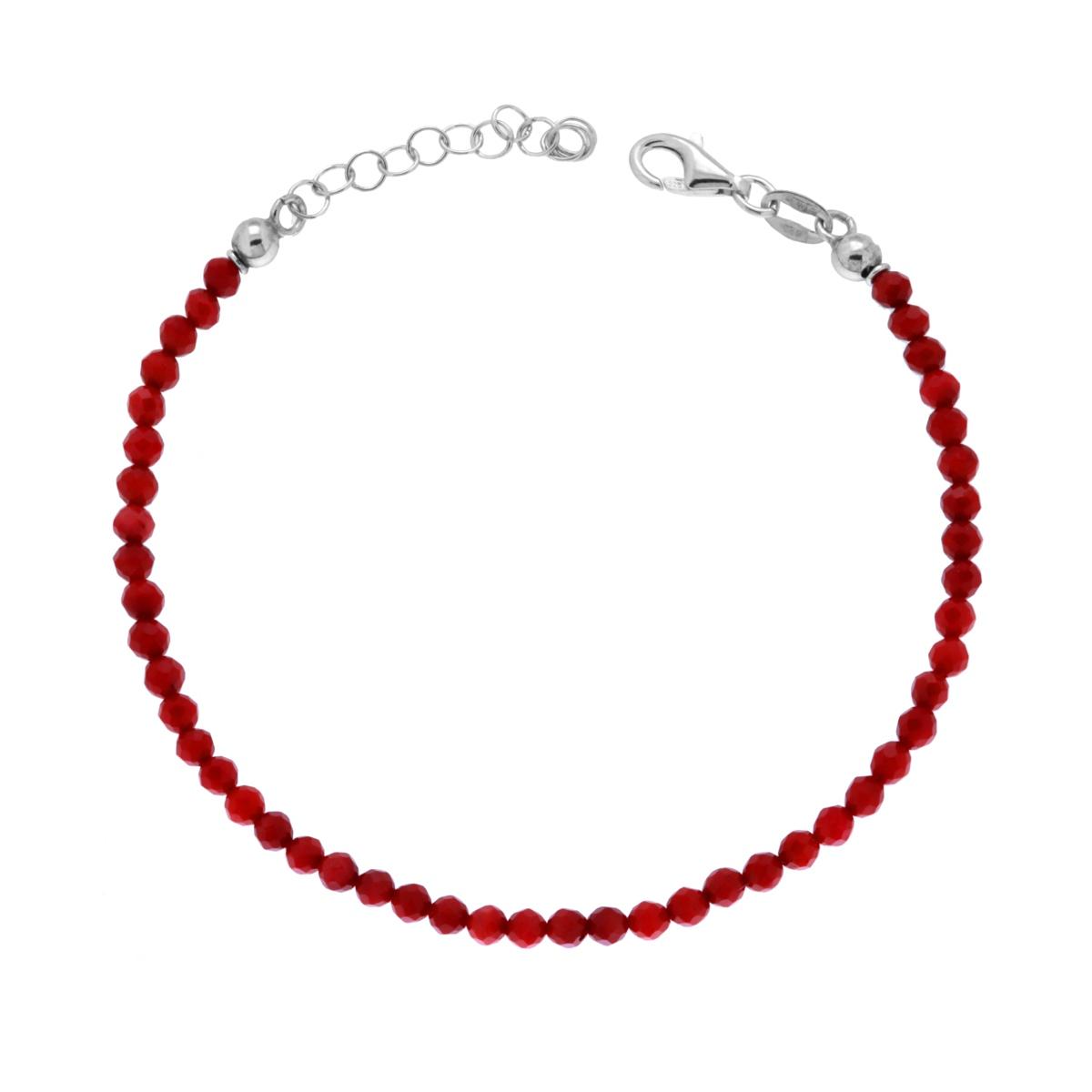 Bracciale Filo Crystal colore Corallo mm 3 con filo e chiusura in ARGENTO 925 Galvanica Rodio