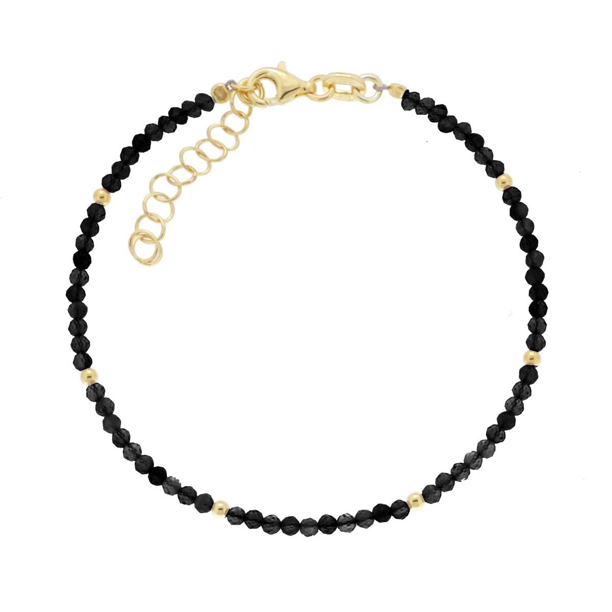 Bracciale Filo Pietra Onice mm 2 con filo palline e chiusura in ARGENTO 925 Galvanica Oro