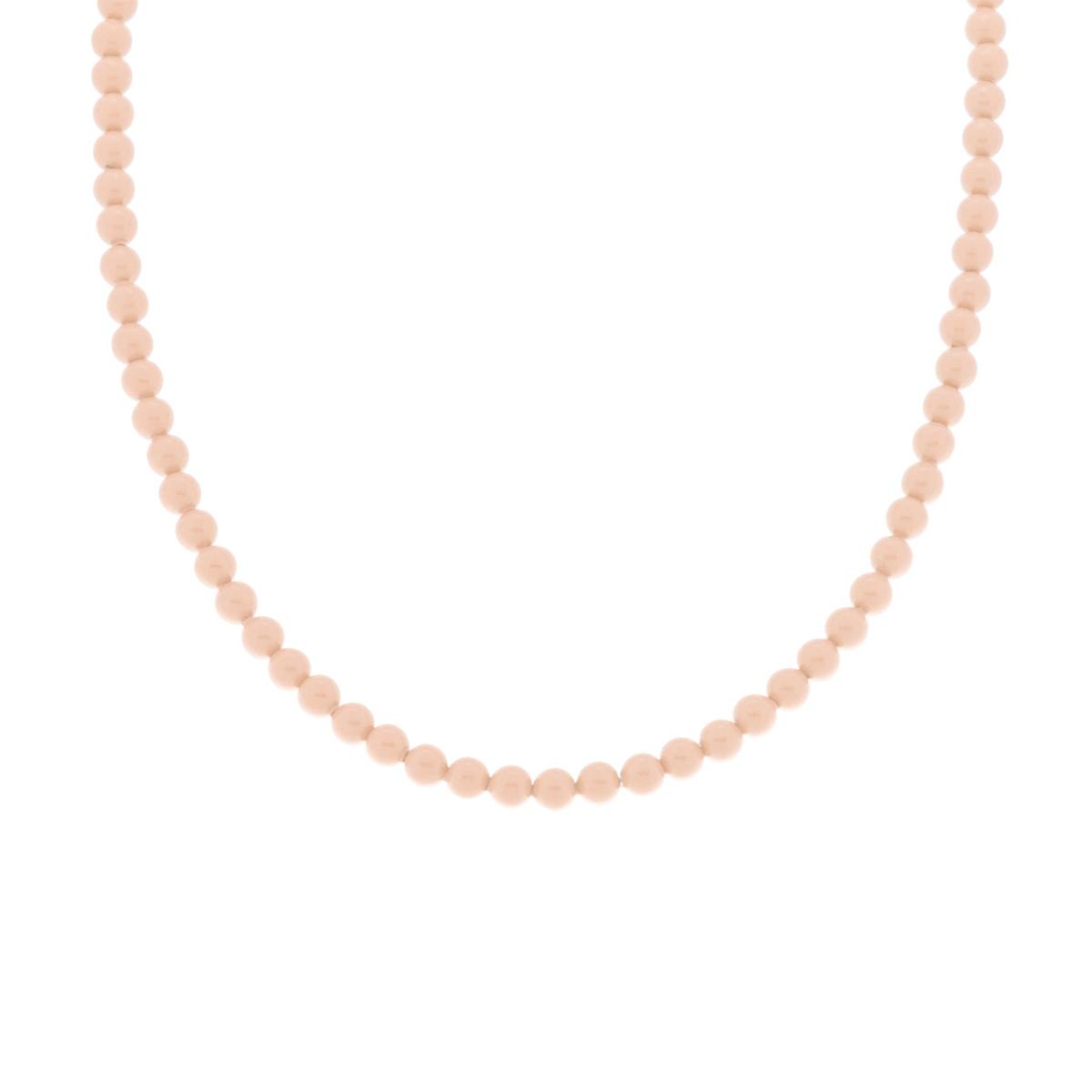 Collana Filo Perla colore Corallo Rosa in vetro perlato mm 4 con filo e chiusura in ARGENTO 925 Galvanica Rodio