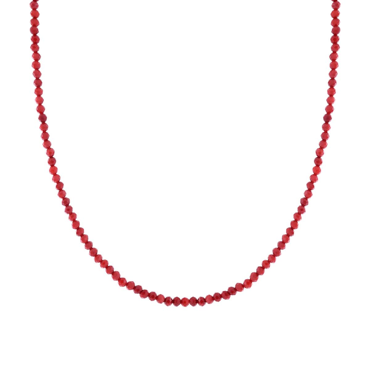 Collana Filo Crystal colore Corallo mm 3 con filo e chiusura in ARGENTO 925 Galvanica Rodio