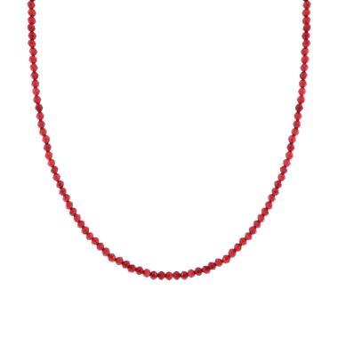 Collana Filo Crystal colore Corallo mm 3 con filo e chiusura in ARGENTO 925 Galvanica Rodio