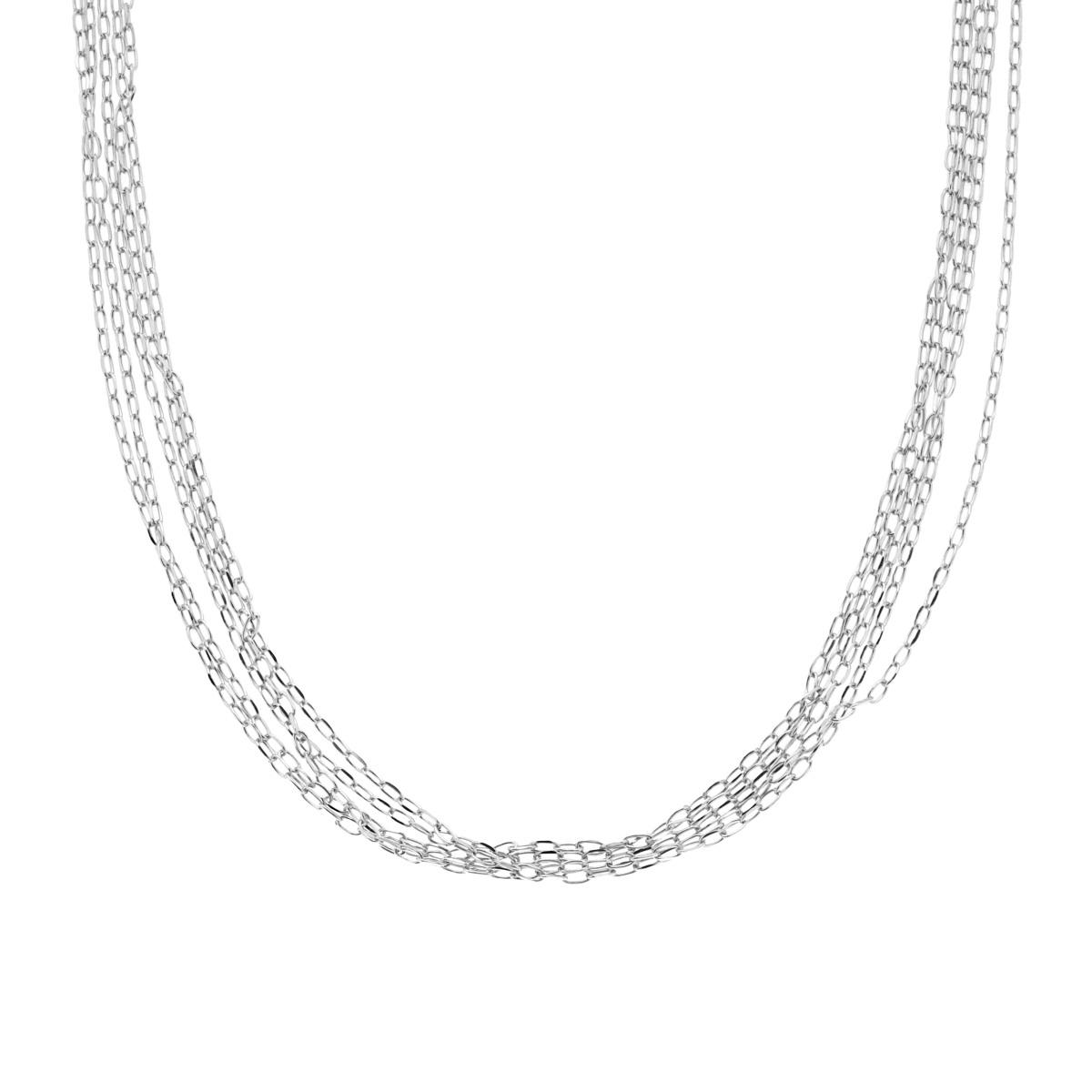 Collana Multifili Catena Forzatina Diamantata in ARGENTO 925 Galvanica Rodio