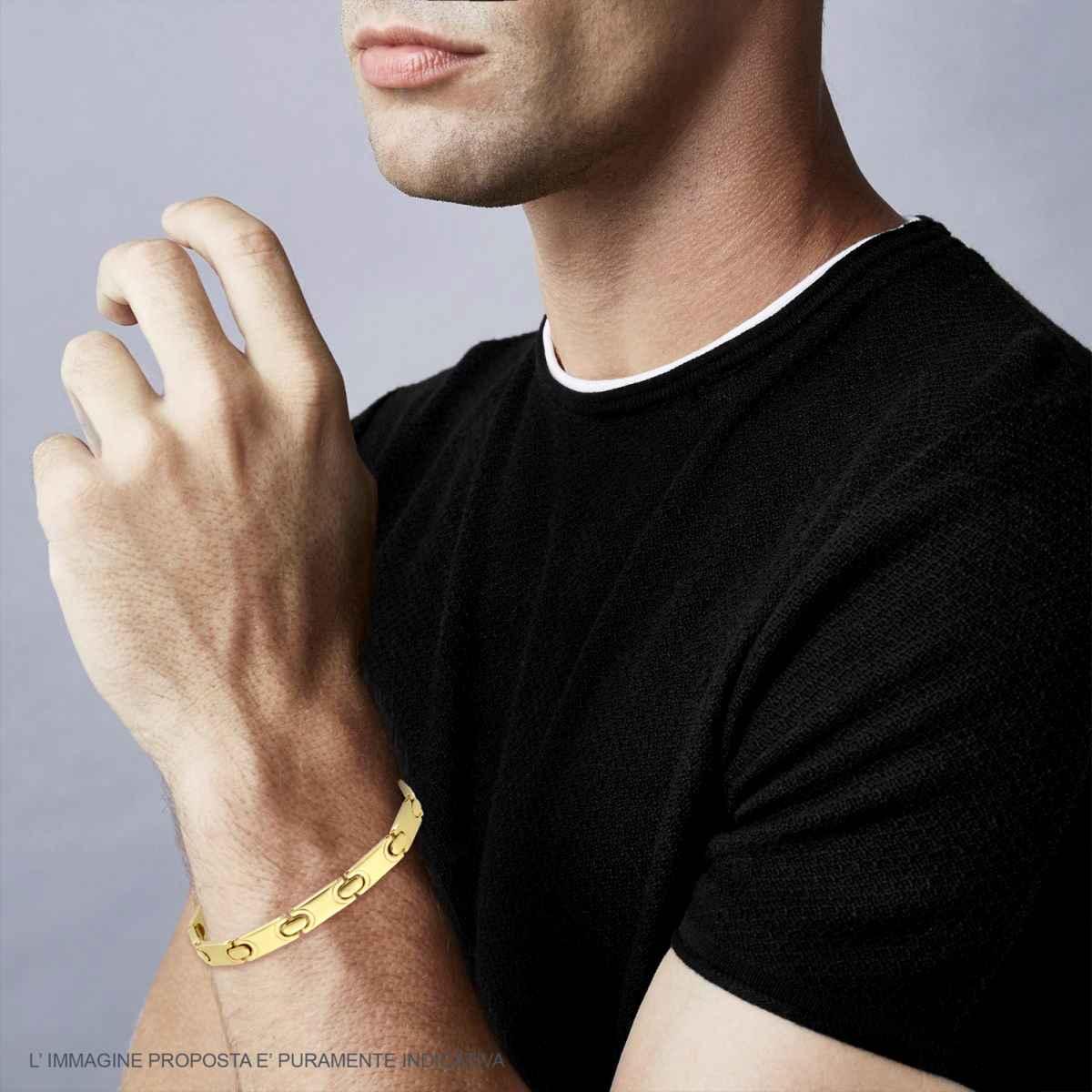 Bracciale Uomo Maglia Imperniata in ACCIAIO colore Oro