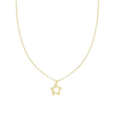 Collana Catena Forzatina con Stella e Crystal Bianchi in ACCIAIO e OTTONE colore Oro