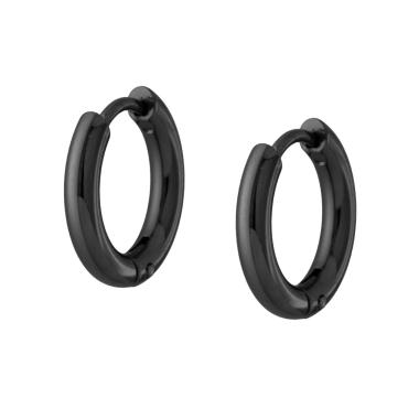 Orecchini Cerchio Scattino mm 15 in ACCIAIO colore Nero