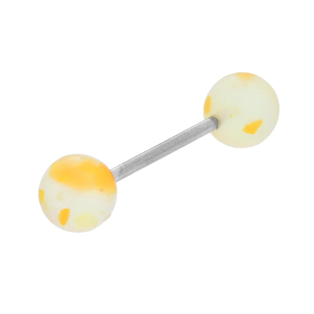 Body Piercing Barbell mm 25 con Pallina mm 6 in PVC Giallo e Arancio in ACCIAIO Chirurgico