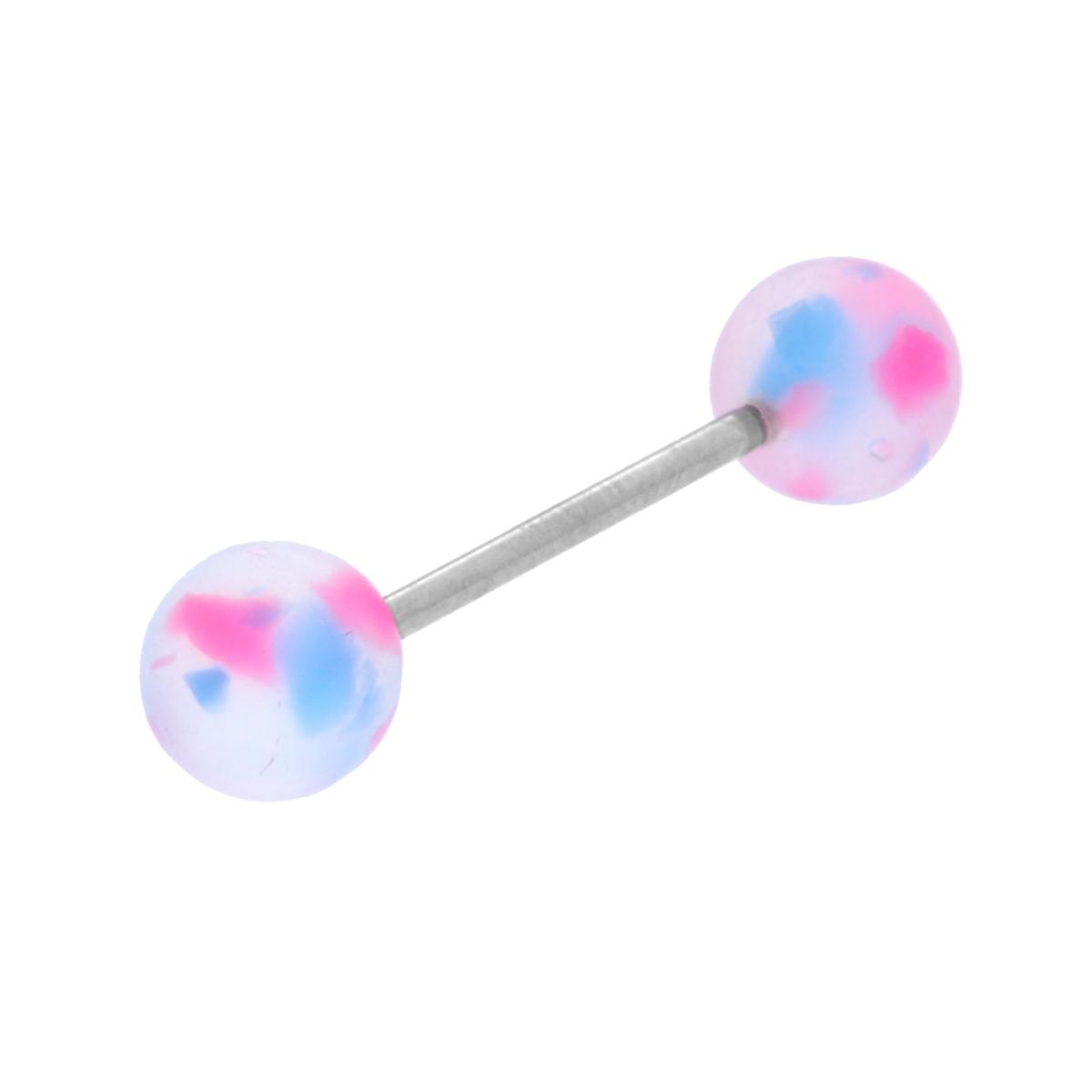 Body Piercing Barbell mm 25 con Pallina mm 6 in PVC Rosa e Azzurro in ACCIAIO Chirurgico