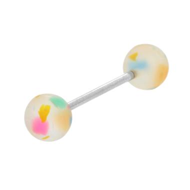 Body Piercing Barbell mm 25 con Pallina mm 6 in PVC Multicolor in ACCIAIO Chirurgico