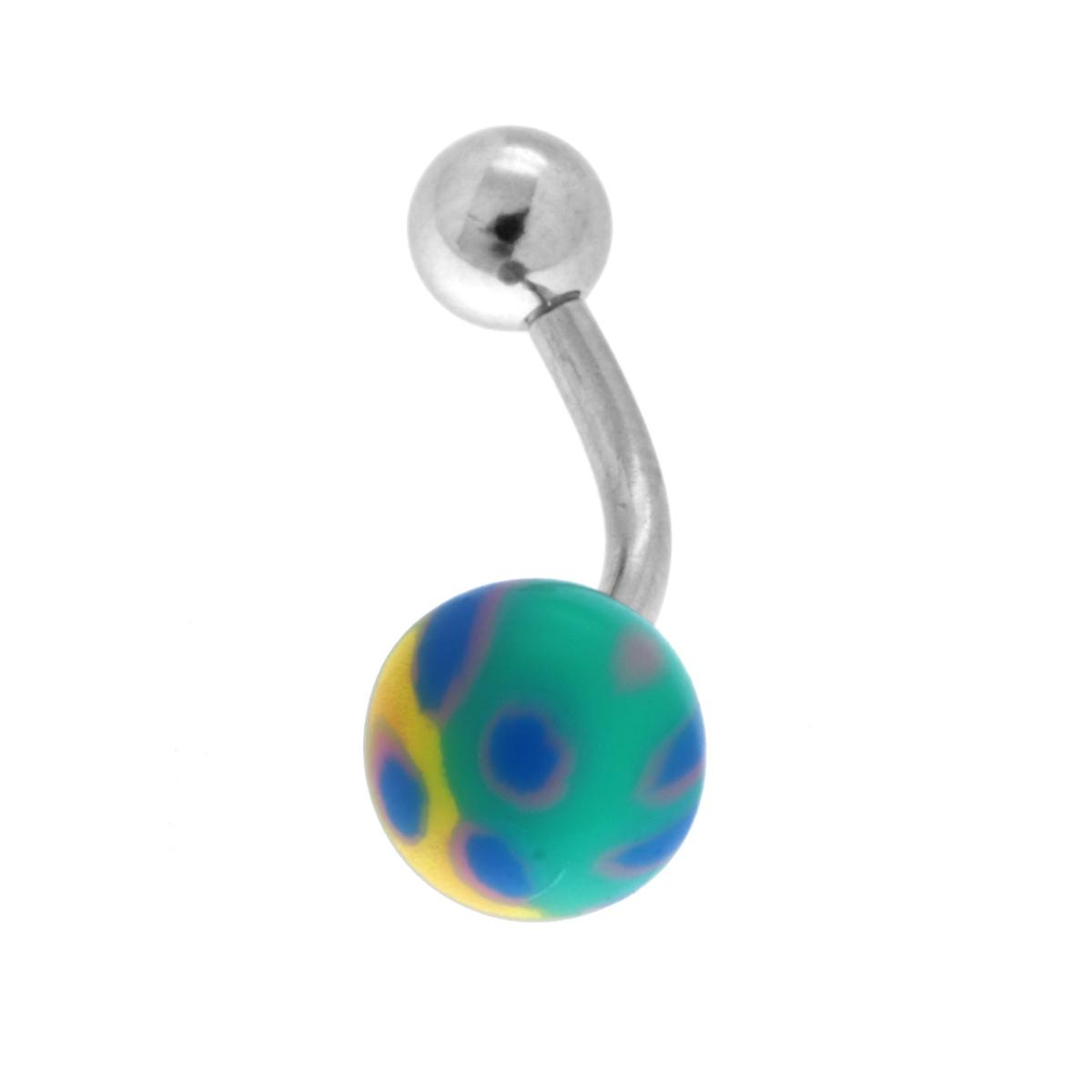 Body Piercing Banana mm 22 con Pallina mm 5 e 8 in PVC Multicolor in ACCIAIO Chirurgico