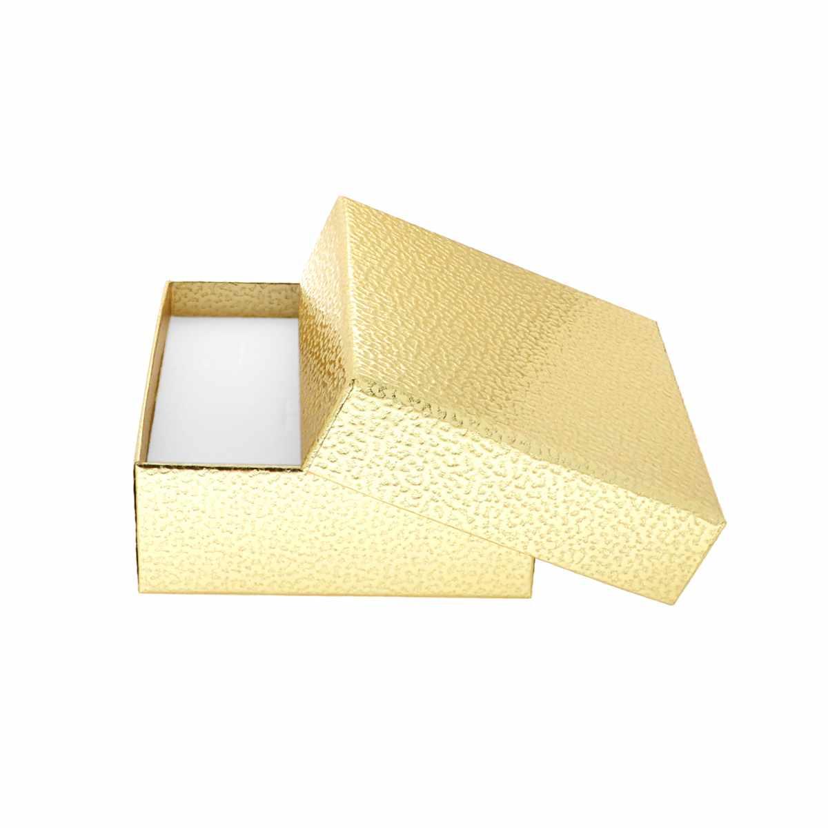 Astuccio multiuso per Gioielli cm 9,7x 9,7 h3,8 colore Glitter Oro con nastro e fiocco Oro con Shopper inclusa