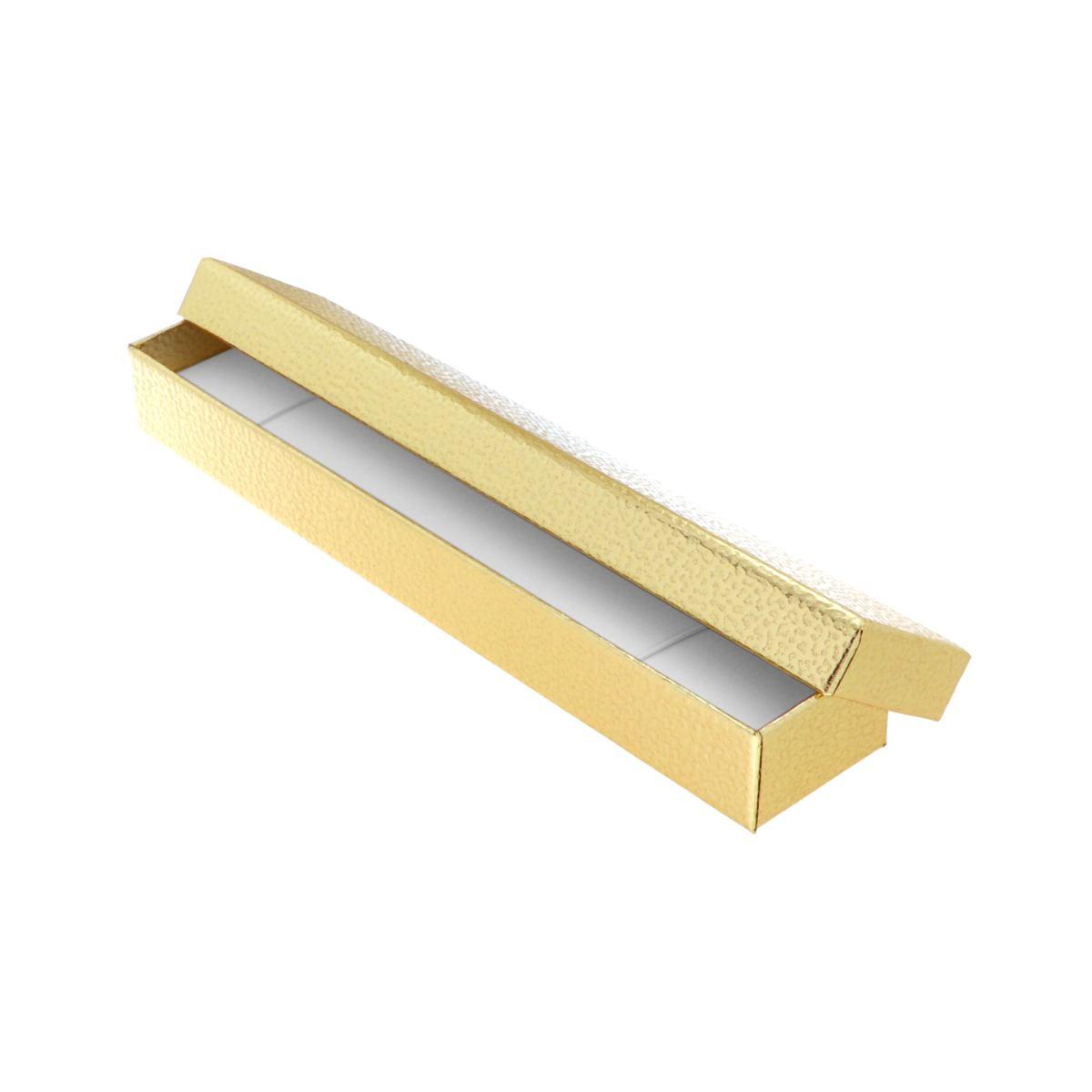 Astuccio per Bracciale cm 4,7 x 23 h 2,9 colore Glitter Oro con nastro e fiocco Oro con Shopper inclusa