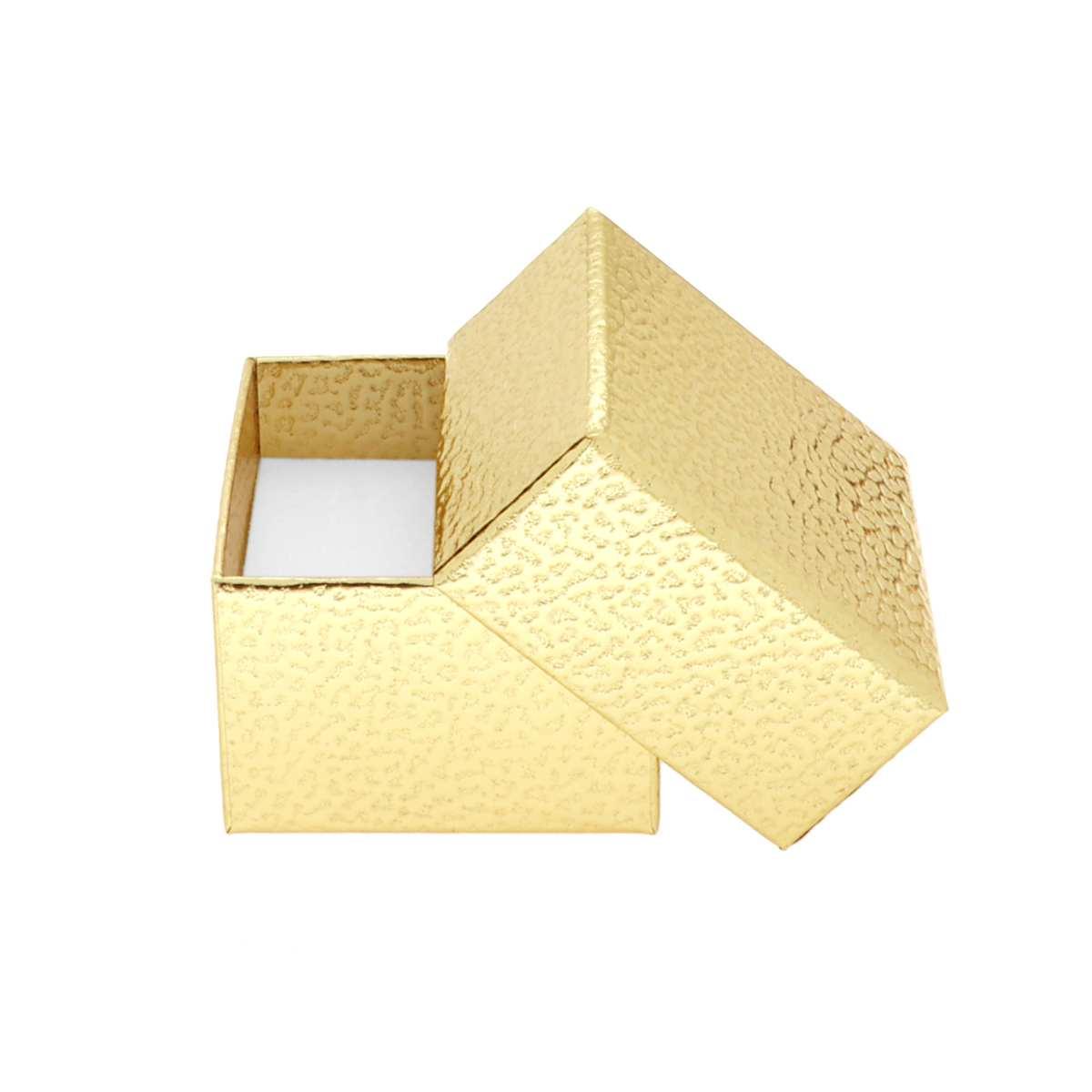 Astuccio multiuso per Gioielli cm 5,5 x 5,5 h 3,8 colore Oro Glitter con nastro e fiocco Oro con Shopper inclusa