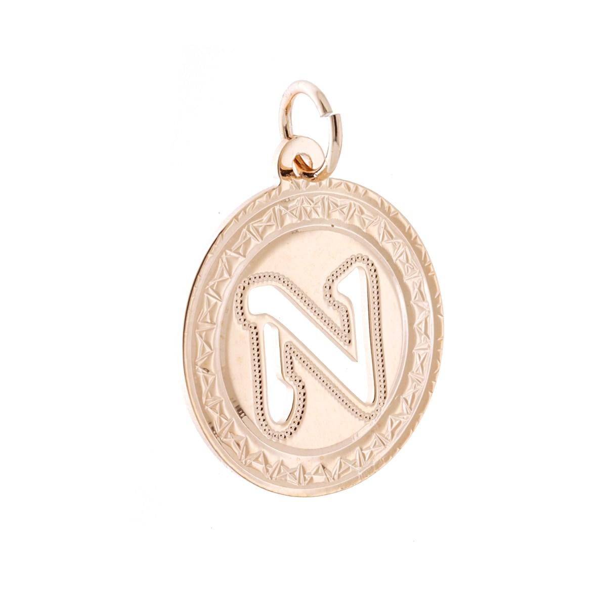 Ciondolo Tondo mm 28 Diamantato con Lettera Iniziale Nome traforata in ACCIAIO colore Rosa