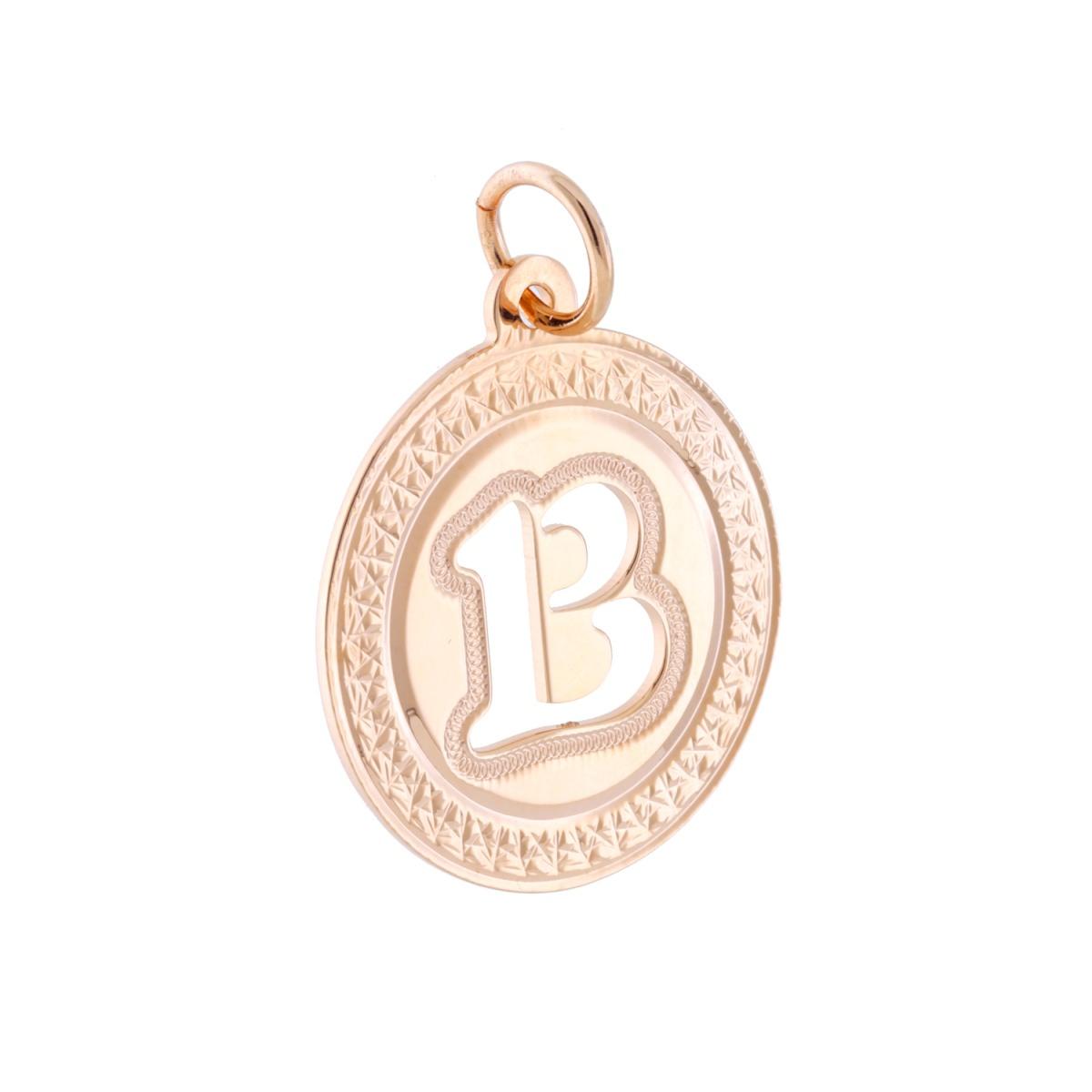Ciondolo Tondo mm 28 Diamantato con Lettera Iniziale Nome traforata in ACCIAIO colore Rosa