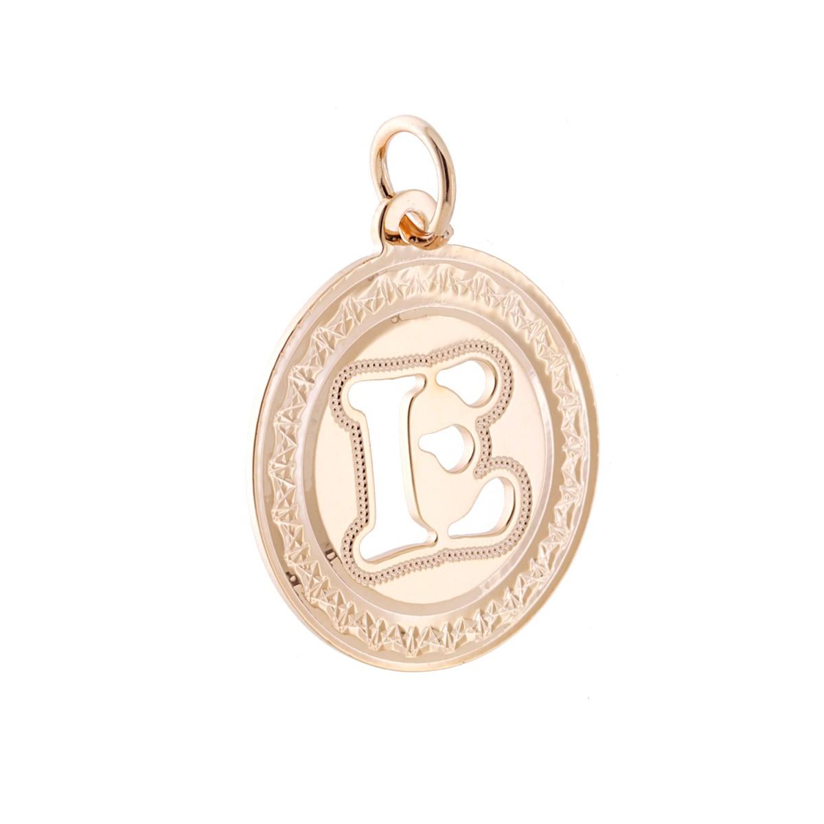 Ciondolo Tondo mm 28 Diamantato con Lettera Iniziale Nome traforata in ACCIAIO colore Rosa