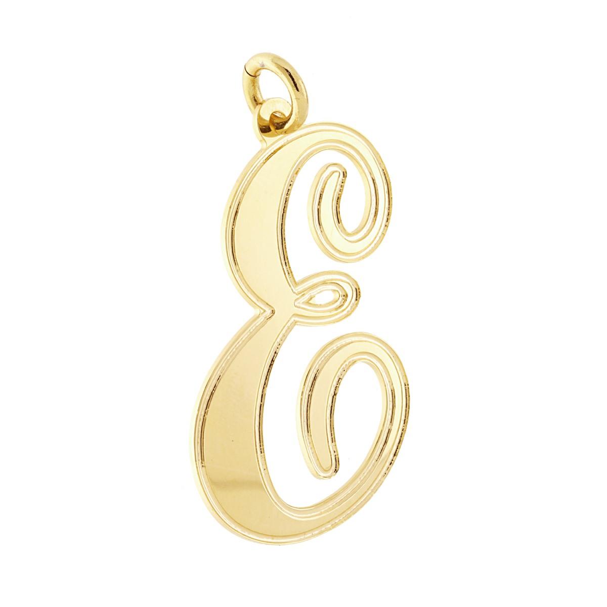 Ciondolo Lettera Iniziale Nome in Corsivo in ACCIAIO colore Oro