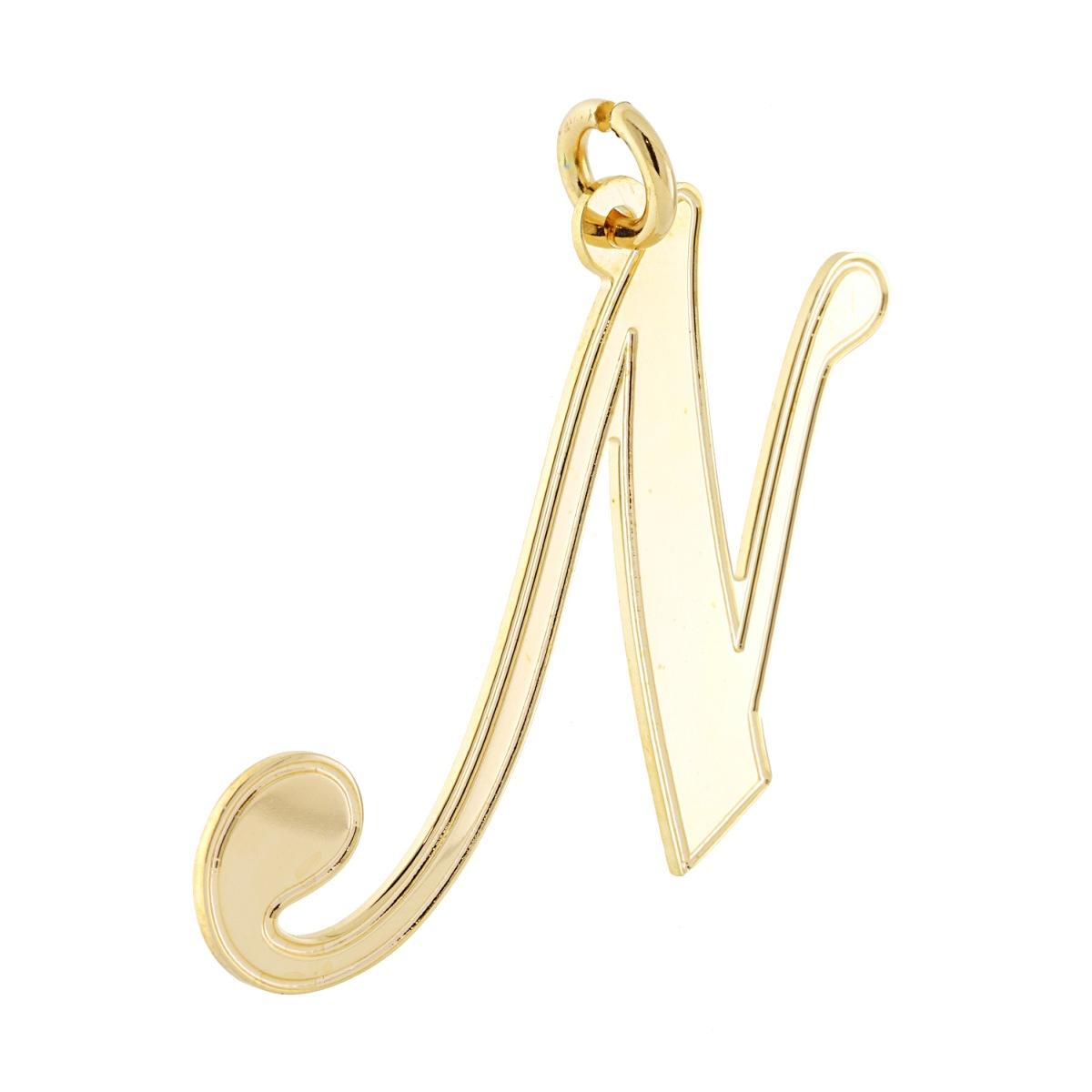 Ciondolo Lettera Iniziale Nome in Corsivo in ACCIAIO colore Oro