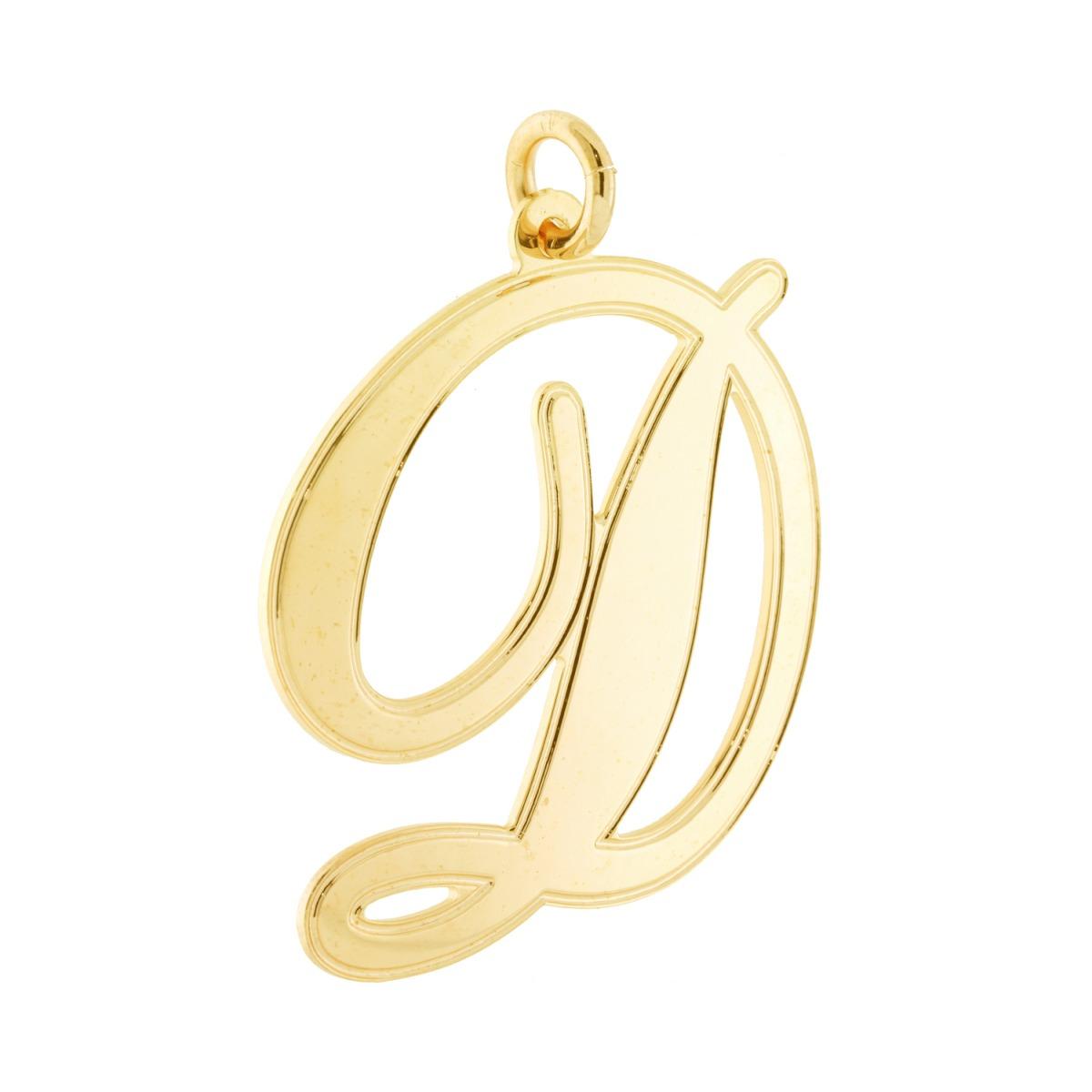 Ciondolo Lettera Iniziale Nome in Corsivo in ACCIAIO colore Oro