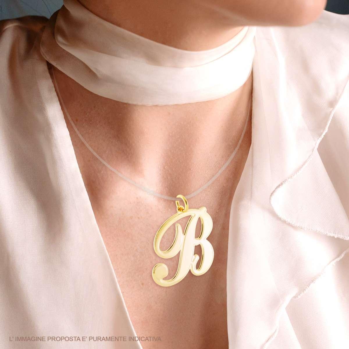 Ciondolo Lettera Iniziale Nome in Corsivo in ACCIAIO colore Oro