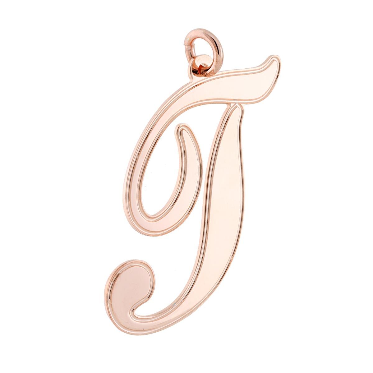 Ciondolo Lettera Iniziale Nome in Corsivo in ACCIAIO colore Rosa