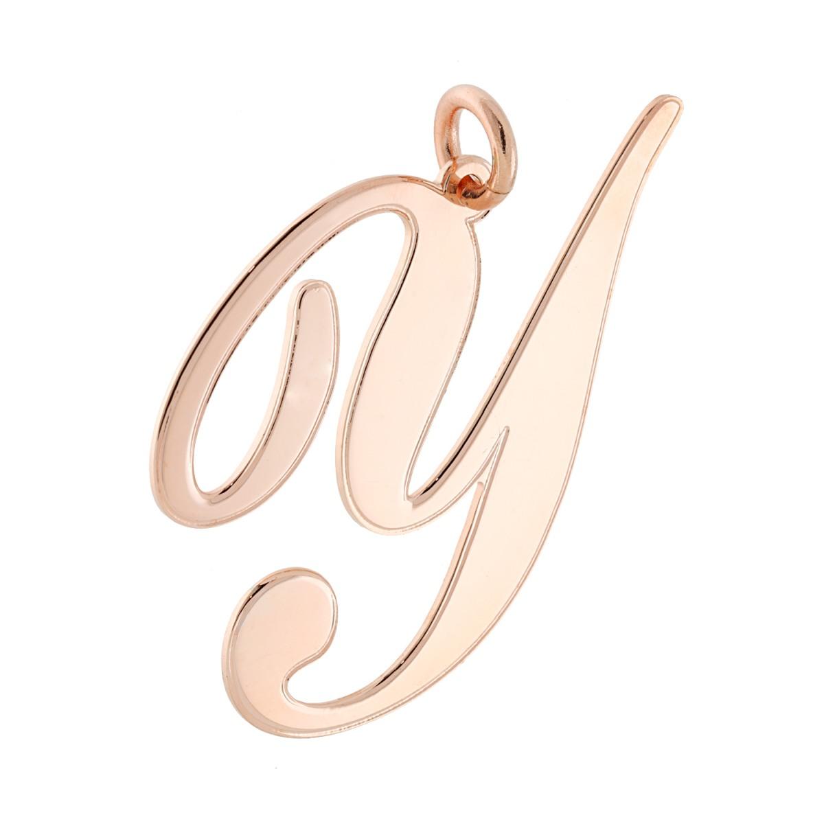 Ciondolo Lettera Iniziale Nome in Corsivo in ACCIAIO colore Rosa