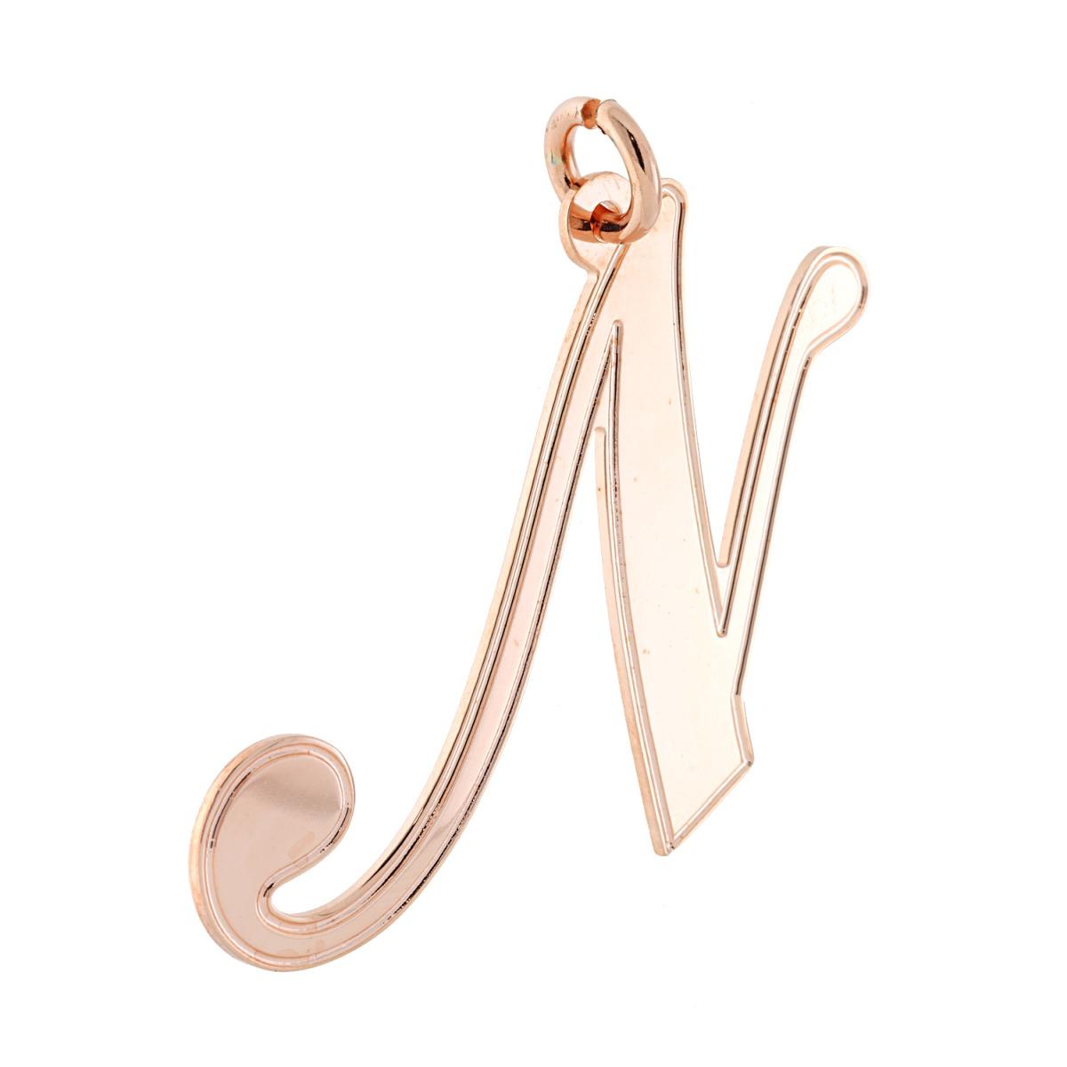 Ciondolo Lettera Iniziale Nome in Corsivo in ACCIAIO colore Rosa