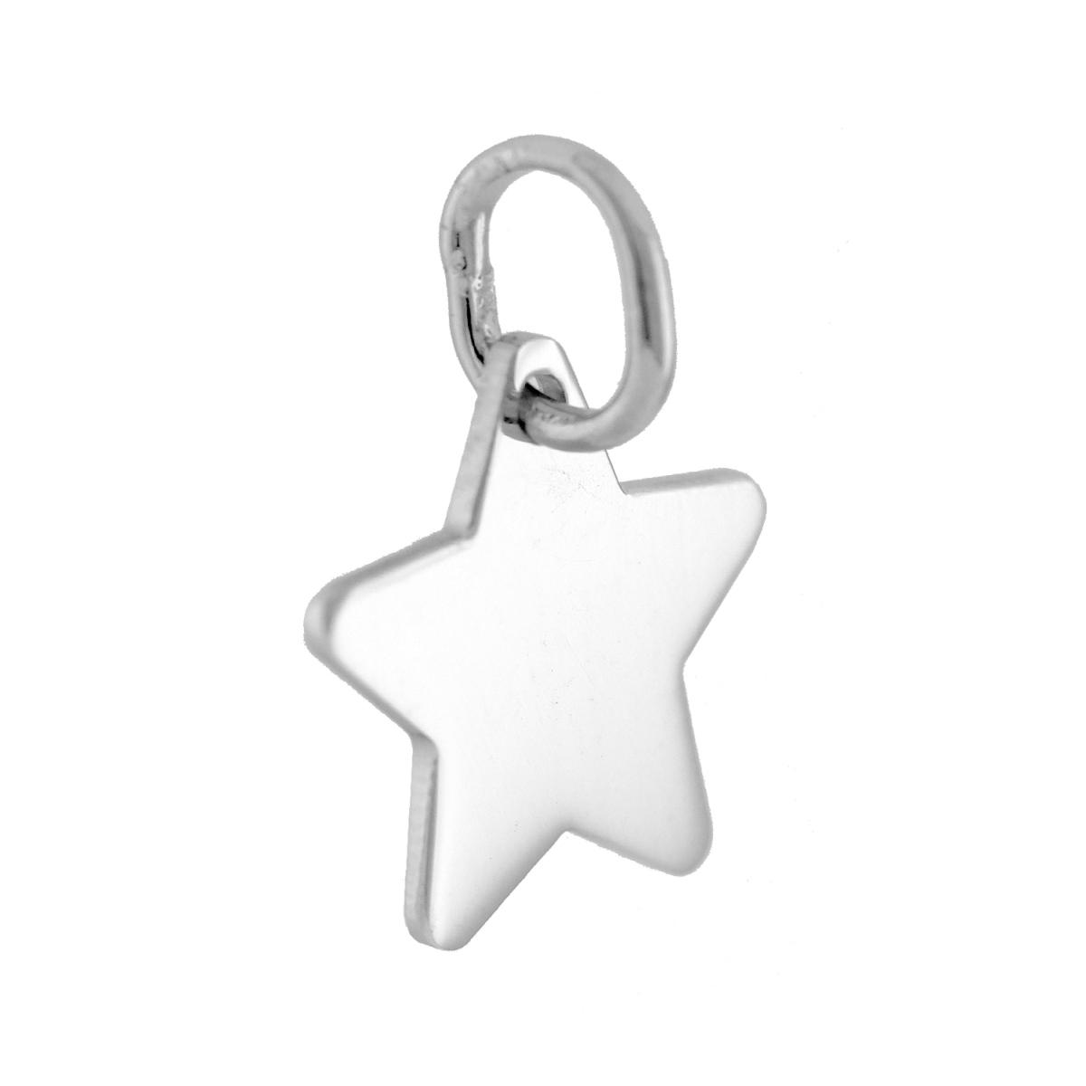 Ciondolo Medaglietta per incisione mm 15 a forma di Stella plain in ARGENTO 925 Galvanica Rodio