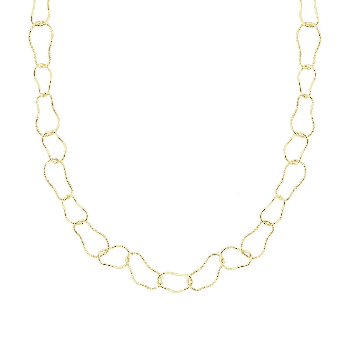 Collana Catena Fantasia alternata Diamantata e Lucida in ARGENTO 925 Galvanica Oro