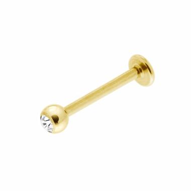 Body Piercing Labret mm 13.5 con Pallina mm 3 e Crystal Bianco in ACCIAIO Chirurgico colore Oro