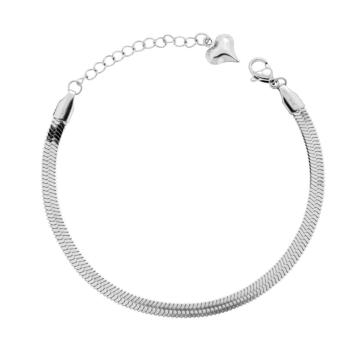 Bracciale Catena Magik mm 4 cm 17+4 con Cuore Bombato in ACCIAIO