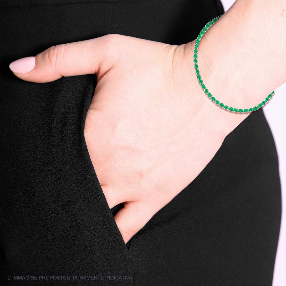 Bracciale Tennis Griffe cm 17-20 con Crystal mm 3 Verde Smeraldo regolabile in ACCIAIO