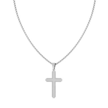 Collana Catena Veneziana Tonda con Croce in ACCIAIO