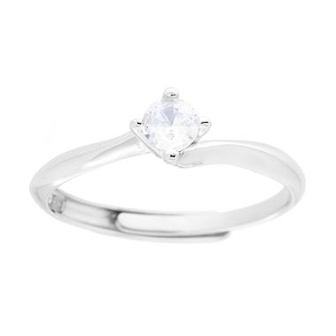 Anello Solitario con Cubic Zirconia Bianco mm 4 in ARGENTO 925 Galvanica Rodio