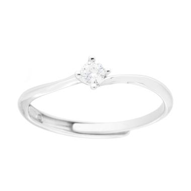 Anello Solitario con Cubic Zirconia Bianco mm 3 in ARGENTO 925 Galvanica Rodio