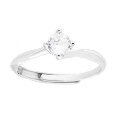 Anello Solitario con Cubic Zirconia Bianco mm 5 in ARGENTO 925 Galvanica Rodio