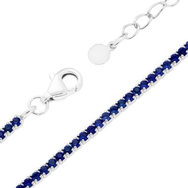 Bracciale Tennis Griffe cm 16+3 con Zirconi mm 1.5 Blu Zaffiro in ARGENTO 925 Galvanica Rodio