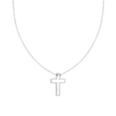 Collana Catena Forzatina Diamantata con Croce in ACCIAIO