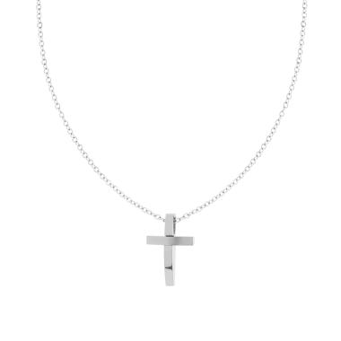 Collana Catena Forzatina Diamantata con Croce in ACCIAIO