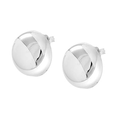 Orecchini Tondo Bombato in ARGENTO 925 Galvanica Rodio