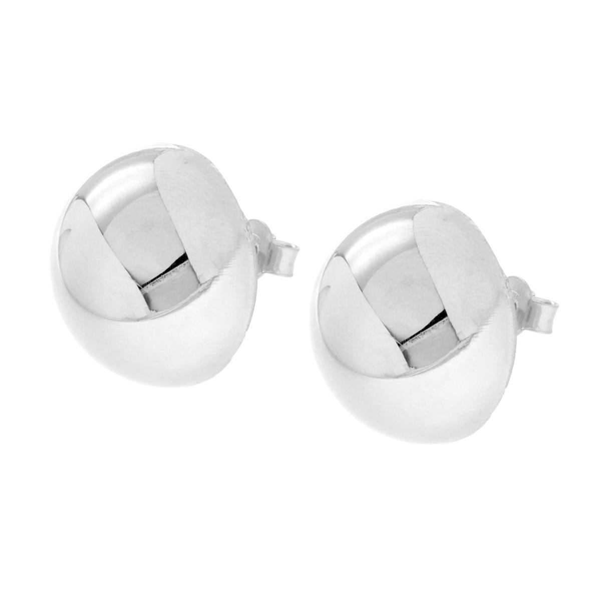 Orecchini Tondo Semisfera Bombato lucido in ARGENTO 925 Galvanica Rodio