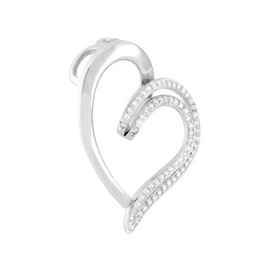 Ciondolo Cuore con Cubic Zirconia Bianchi in ARGENTO 925 Galvanica Rodio