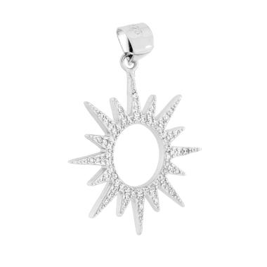 Ciondolo Sole con Cubic Zirconia Bianchi in ARGENTO 925 Galvanica Rodio