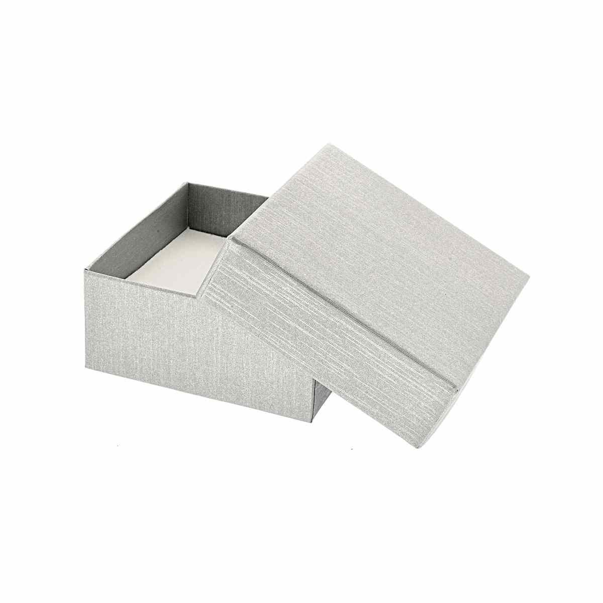Astuccio multiuso per Gioielli cm 7 x 7 h 3,5 colore Grigio Perla effetto Tessuto Seta